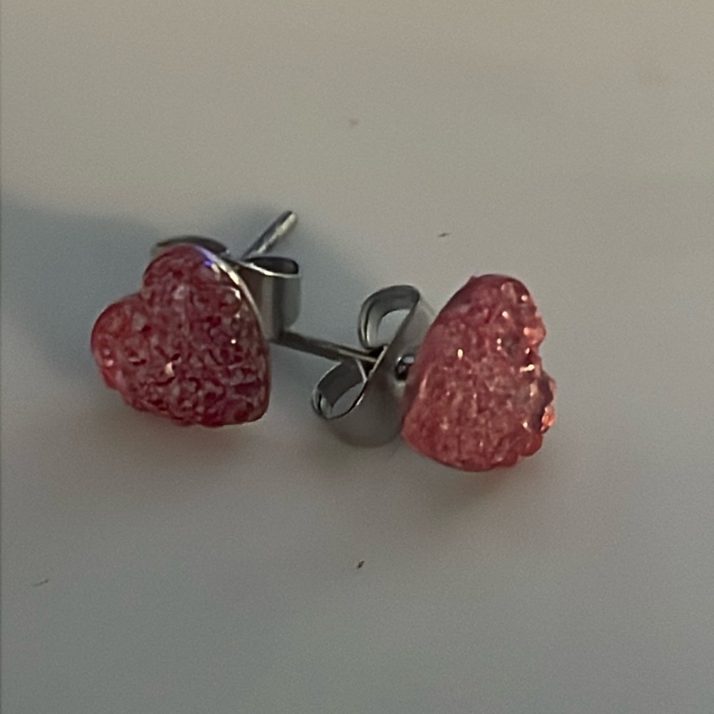 Light pink heart studs